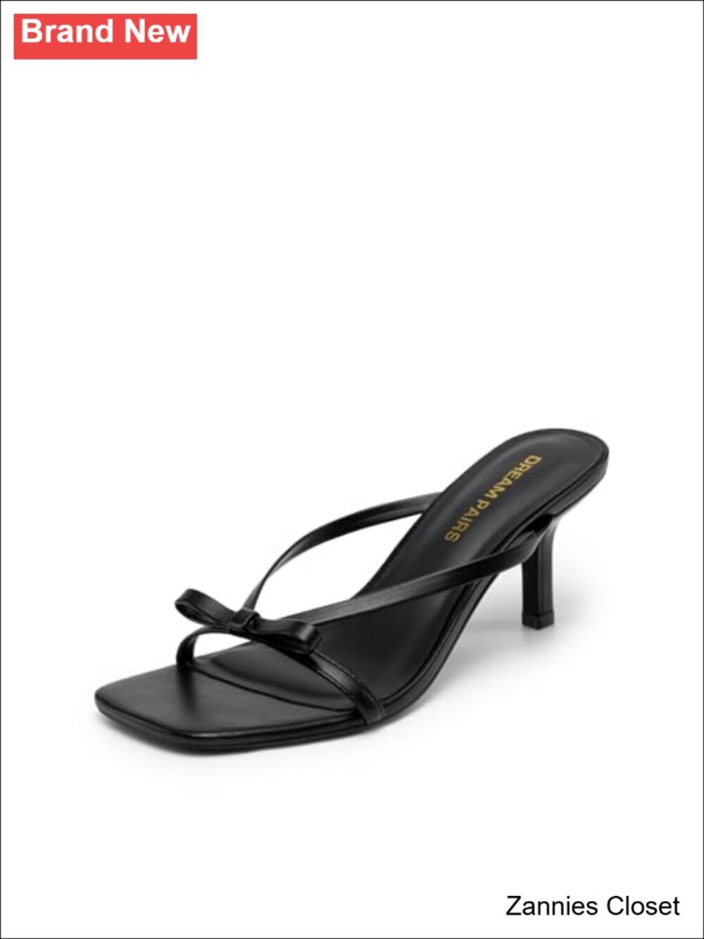 ✨ Dream Pairs Women's Faux Leather Bow Kitten Heel Thong Sandals Slip On